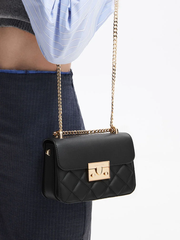 Quilted Push-Lock Chain Shoulder Bag