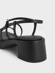 Selene Black Flower Buckle Strappy Sandals