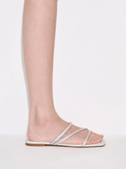 Satin Crystal-Embellished Strappy Sandals