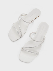 Satin Crystal-Embellished Strappy Sandals