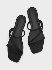 Satin Crystal-Embellished Strappy Sandals