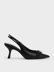 Anita Linen Buckled Pointed-Toe Slingback Pumps