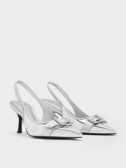 Anita Linen Buckled Pointed-Toe Slingback Pumps