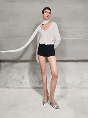 Anita Linen Buckled Pointed-Toe Slingback Pumps