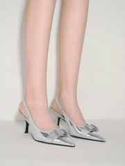 Anita Linen Buckled Pointed-Toe Slingback Pumps