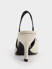 Anita Linen Buckled Pointed-Toe Slingback Pumps