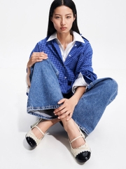 Two-Tone Bow Slingback Pumps