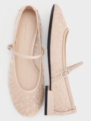 Gertrude Mesh Embroidered Floral Mary Janes
