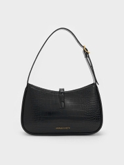 Cesia Croc-Effect Metallic-Accent Shoulder Bag