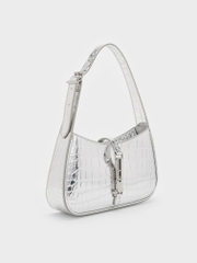 Cesia Croc-Effect Metallic-Accent Shoulder Bag