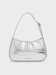 Cesia Croc-Effect Metallic-Accent Shoulder Bag