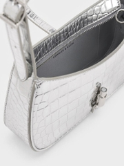 Cesia Croc-Effect Metallic-Accent Shoulder Bag