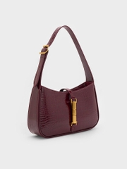 Cesia Croc-Effect Metallic-Accent Shoulder Bag