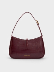 Cesia Croc-Effect Metallic-Accent Shoulder Bag