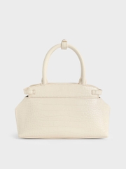 Aurelia Croc-Effect Metallic-Accent Elongated Tote