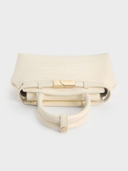 Aurelia Croc-Effect Metallic-Accent Elongated Tote