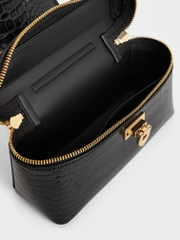 Arwen Croc-Effect Top Handle Vanity Bag