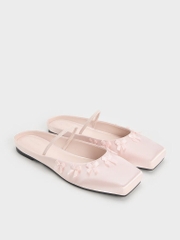 Satin Bow Square-Toe Mules