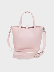 Beryl Recycled Leather Double-Handle Belted Bucket Bag