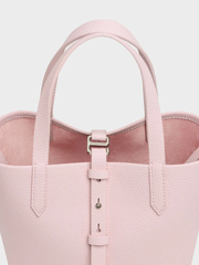 Beryl Recycled Leather Double-Handle Belted Bucket Bag