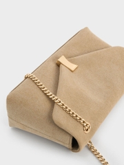 Lilibet Recycled Suede Chain-Strap Bag