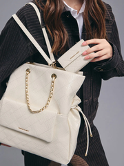 Duo Quilted Braided-Strap Drawstring Two-Way Backpack