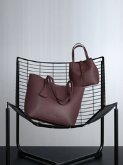 Beryl Recycled Leather Double-Handle Belted Bucket Bag