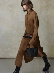 Beryl Recycled Leather Double-Handle Belted Bucket Bag