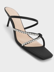 Gem-Embellished Strappy Heeled Sandals Long