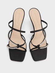 Gem-Embellished Strappy Heeled Sandals Long