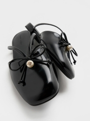 Pearl-Accent Bow Flat Mules