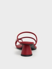 Metallic-Accent Strappy Toe-Ring Heeled Sandals