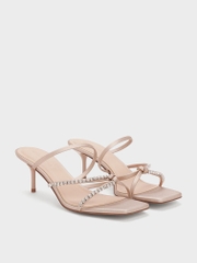 Gem-Embellished Strappy Heeled Sandals Long