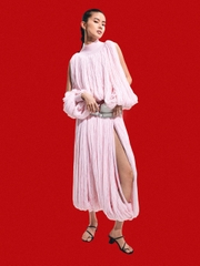 Metallic-Accent Strappy Toe-Ring Heeled Sandals