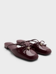 Pearl-Accent Bow Flat Mules