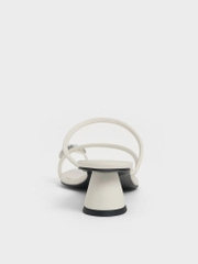 Metallic-Accent Strappy Toe-Ring Heeled Sandals