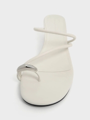 Metallic-Accent Strappy Toe-Ring Heeled Sandals