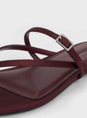 Metallic Crystal-Buckle Strappy Thong Sandals