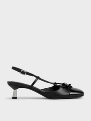 Patent Cap-Toe Bow Slingback Pumps