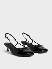 Patent Cap-Toe Bow Slingback Pumps