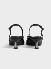 Patent Cap-Toe Bow Slingback Pumps