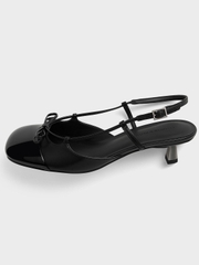 Patent Cap-Toe Bow Slingback Pumps