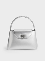 Arwen Croc-Effect Braided-Strap Top Handle Bag