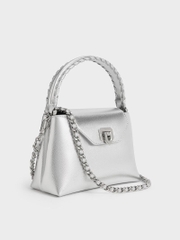 Arwen Croc-Effect Braided-Strap Top Handle Bag