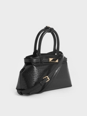 Aurelia Croc-Effect Metallic-Accent Elongated Tote