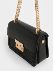 Woven Boxy Chain Strap Bag