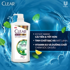 Clear Dầu Gội Mát Lạnh Bạc Hà Chai - 880G