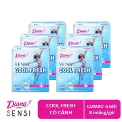 6 gói Băng vệ sinh Diana SenSi Cool Fresh siêu mỏng cánh gói 8 miếng