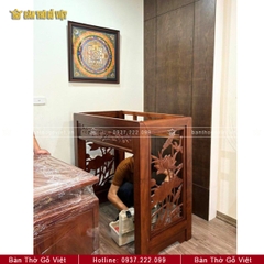 Bàn Thờ Chung Cư Gỗ Hương Đục Hoa Sen 89x61x127 GV-TD025
