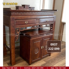 Bàn Thờ Chung Cư Gỗ Sồi Đục Chiện Hoa Văn Chữ Thọ GV-TD026
